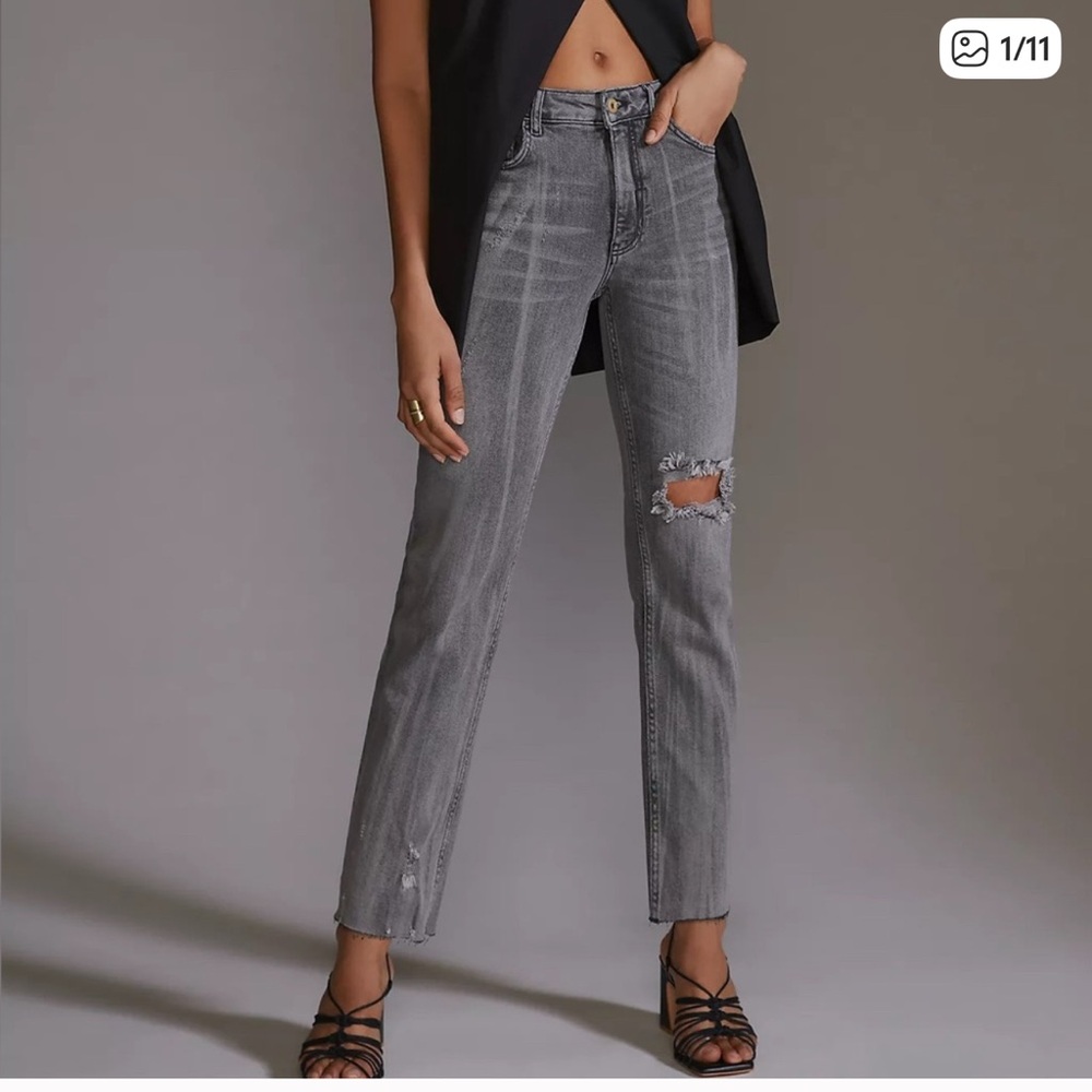 Pilcro Gray Straight Leg Jeans